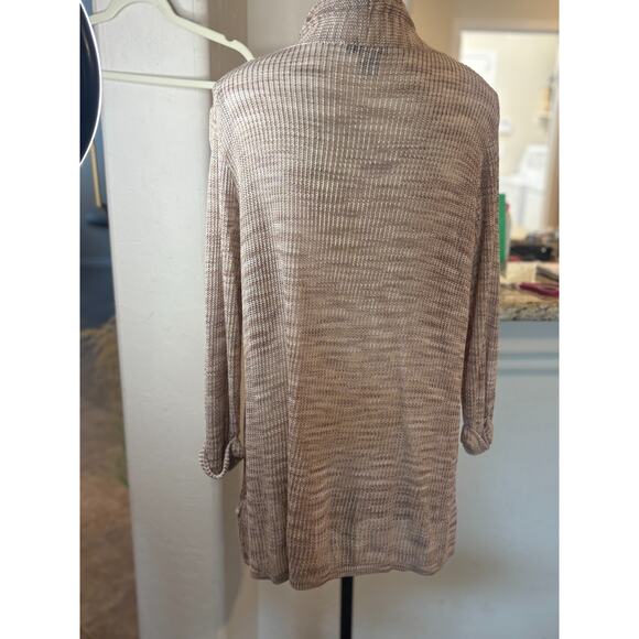 DKNY Open Front Lightweight Beige Cardigan Sweater Size M 4-10 - Picture 2 of 5